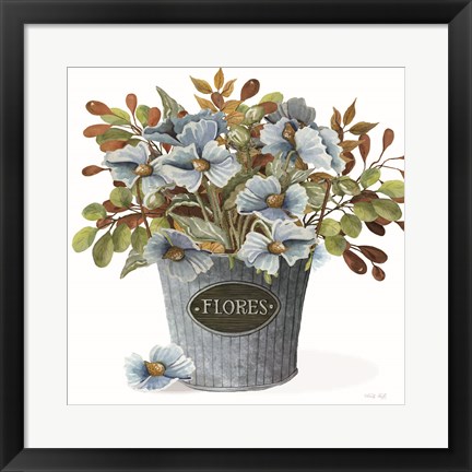 Framed Blue Spice Floral Print