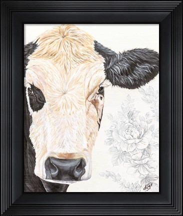 Framed Hello Beautiful Cow Print