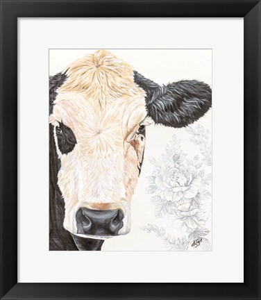 Framed Hello Beautiful Cow Print