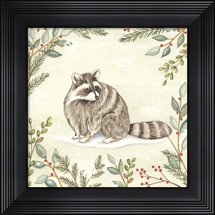 Framed Woodland Animals Raccoon Print