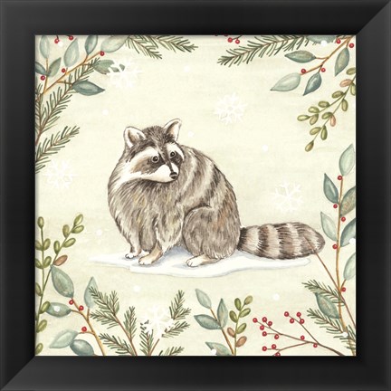 Framed Woodland Animals Raccoon Print