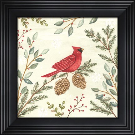 Framed Woodland Animals Cardinals Print