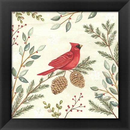 Framed Woodland Animals Cardinals Print