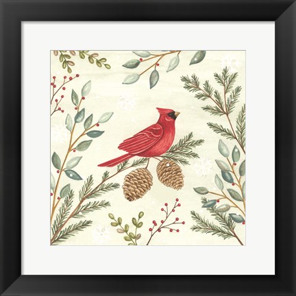 Framed Woodland Animals Cardinals Print