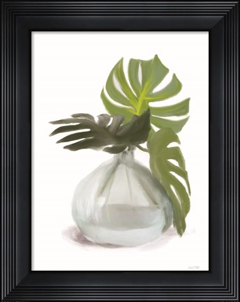 Framed Monstera Leaf Vase Print