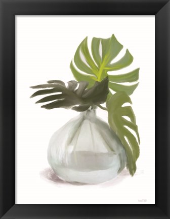 Framed Monstera Leaf Vase Print