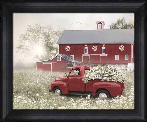 Framed Red and White Delight Print