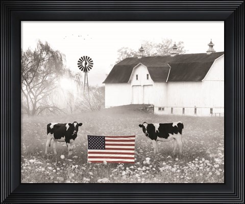 Framed Patriotic Cows Print