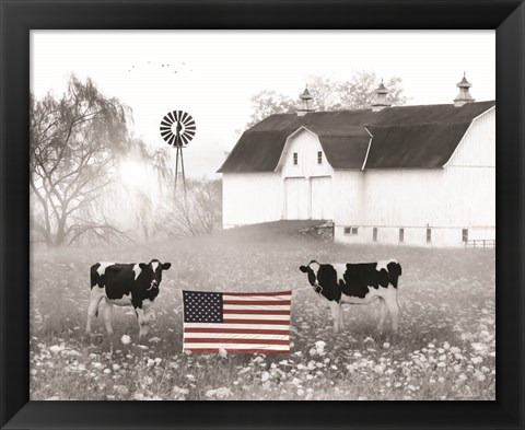 Framed Patriotic Cows Print