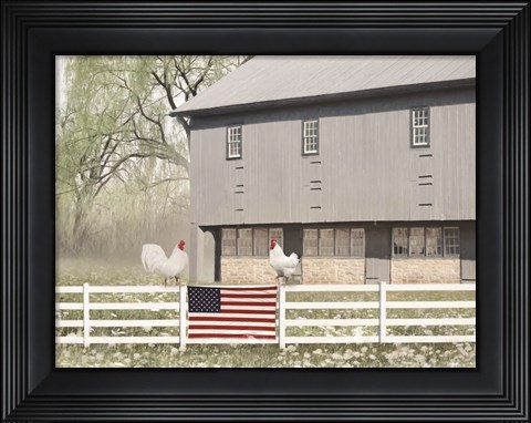 Framed Patriotic Roosters Print
