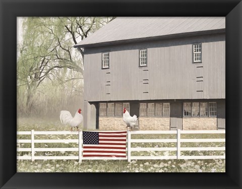 Framed Patriotic Roosters Print