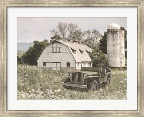 Framed Old Jeep at the Farm Print