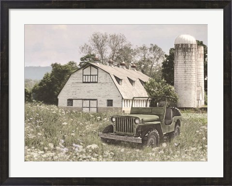 Framed Old Jeep at the Farm Print