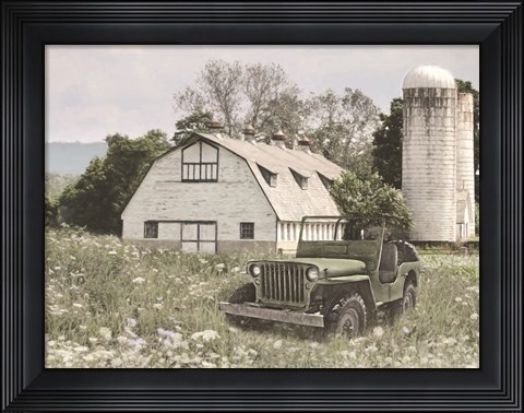 Framed Old Jeep at the Farm Print