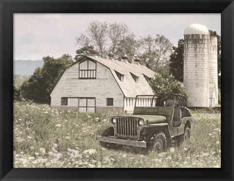 Framed Old Jeep at the Farm Print