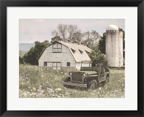 Framed Old Jeep at the Farm Print