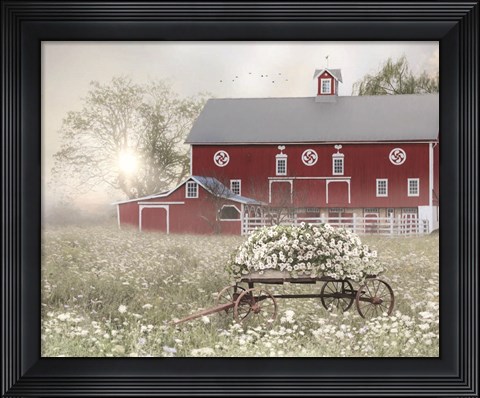 Framed Misty Meadow Barn Print