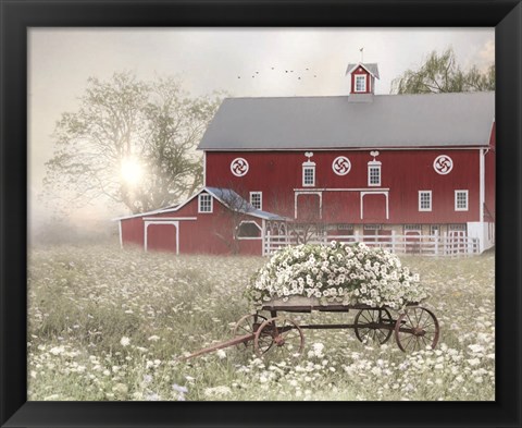 Framed Misty Meadow Barn Print