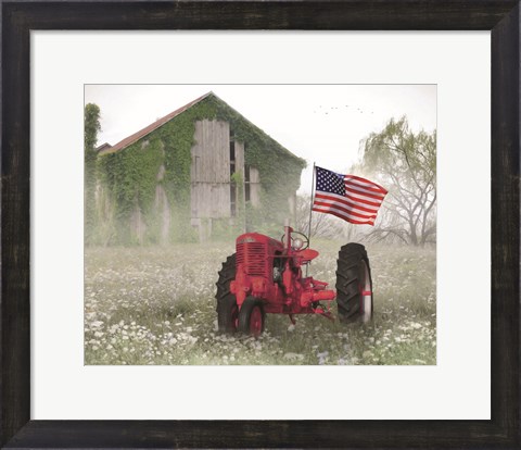 Framed Red Patriotic Tractor Print