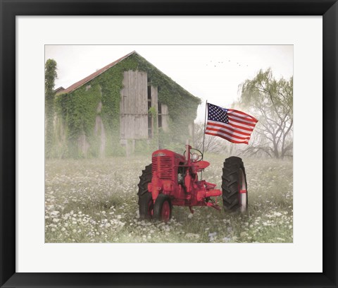 Framed Red Patriotic Tractor Print