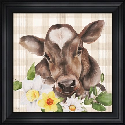 Framed Bessie with Flowers Print