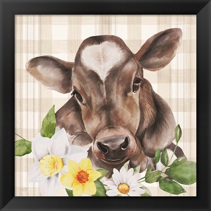 Framed Bessie with Flowers Print