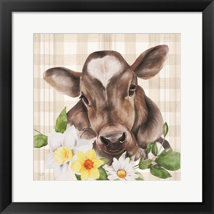 Framed Bessie with Flowers Print