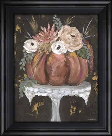 Framed Boho Pumpkin on Pedestal Print