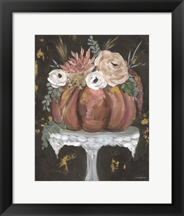 Framed Boho Pumpkin on Pedestal Print