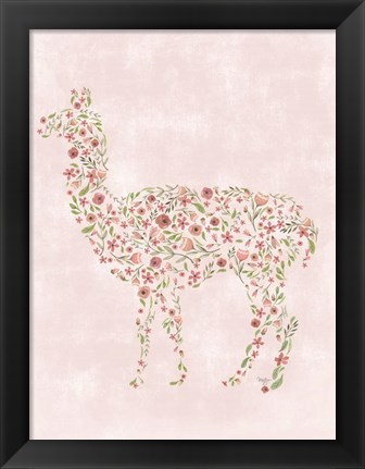 Framed Floral Llama Print