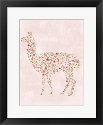 Framed Floral Llama Print