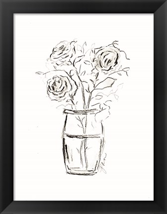 Framed Roses Charcoal Sketch Print