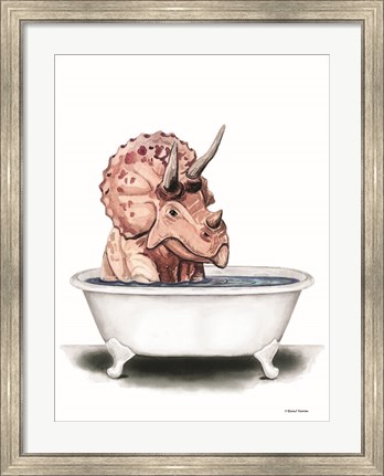 Framed Dino Bath I Print