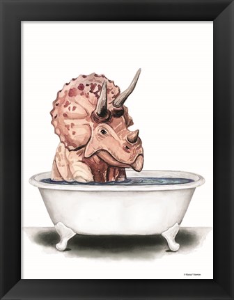 Framed Dino Bath I Print