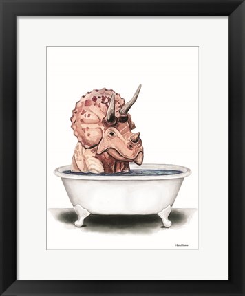 Framed Dino Bath I Print