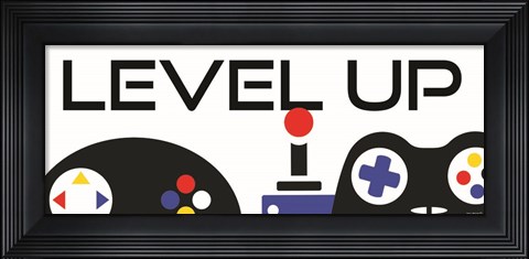 Framed Level Up with Controllers Print