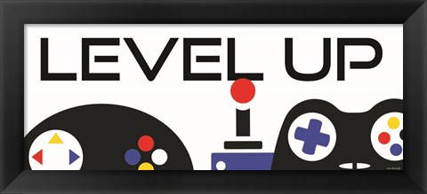 Framed Level Up with Controllers Print