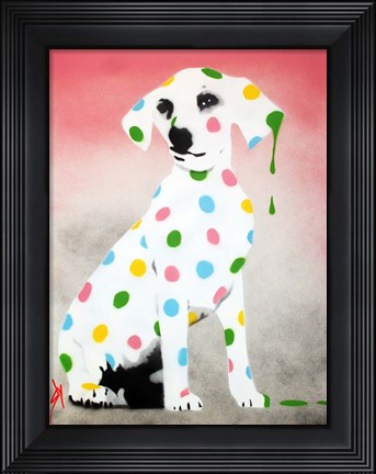 Framed Damien&#39;s Dotty Spotty Dawg - Pink Print