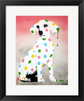 Framed Damien&#39;s Dotty Spotty Dawg - Pink Print