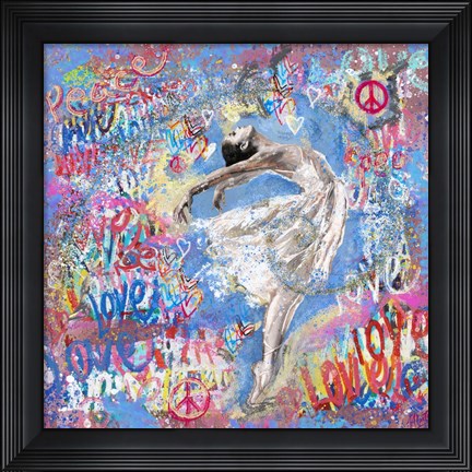 Framed Graffiti Ballerina 1 Print