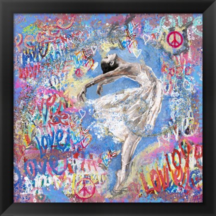 Framed Graffiti Ballerina 1 Print