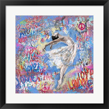 Framed Graffiti Ballerina 1 Print