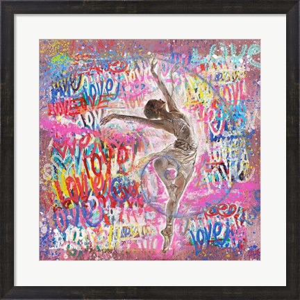 Framed Graffiti Ballerina 2 Print