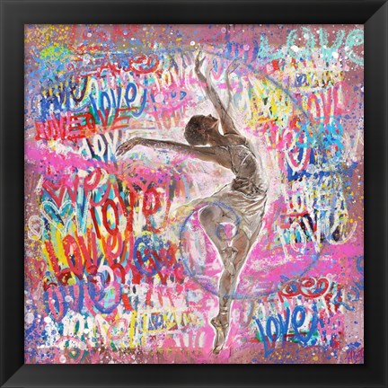 Framed Graffiti Ballerina 2 Print