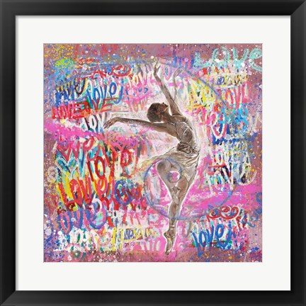 Framed Graffiti Ballerina 2 Print