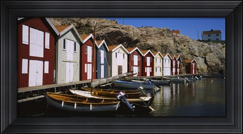 Framed Boats moored at the dock, Sweden Print