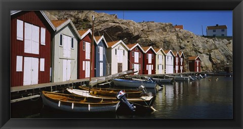 Framed Boats moored at the dock, Sweden Print