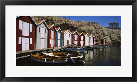 Framed Boats moored at the dock, Sweden Print