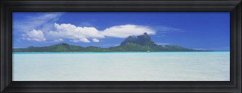 Framed Boat In The Ocean, Bora Bora, French Polynesia Print