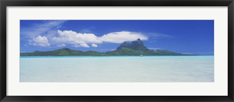 Framed Boat In The Ocean, Bora Bora, French Polynesia Print